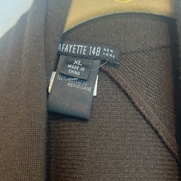 Lafayette 148 long brown draped collar sweater. 100% extra fine merino wool. - Picture 2 of 3